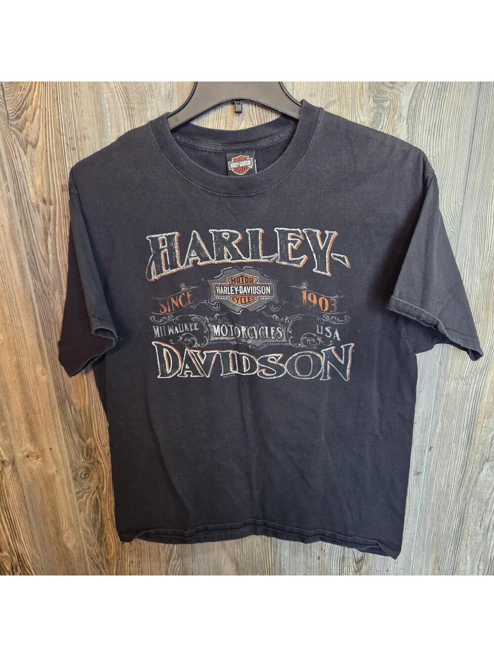 VTG Harley Davidson London England UK Warr’s HD Black Graphic T-Shirt Size Large - Picture 2 of 4